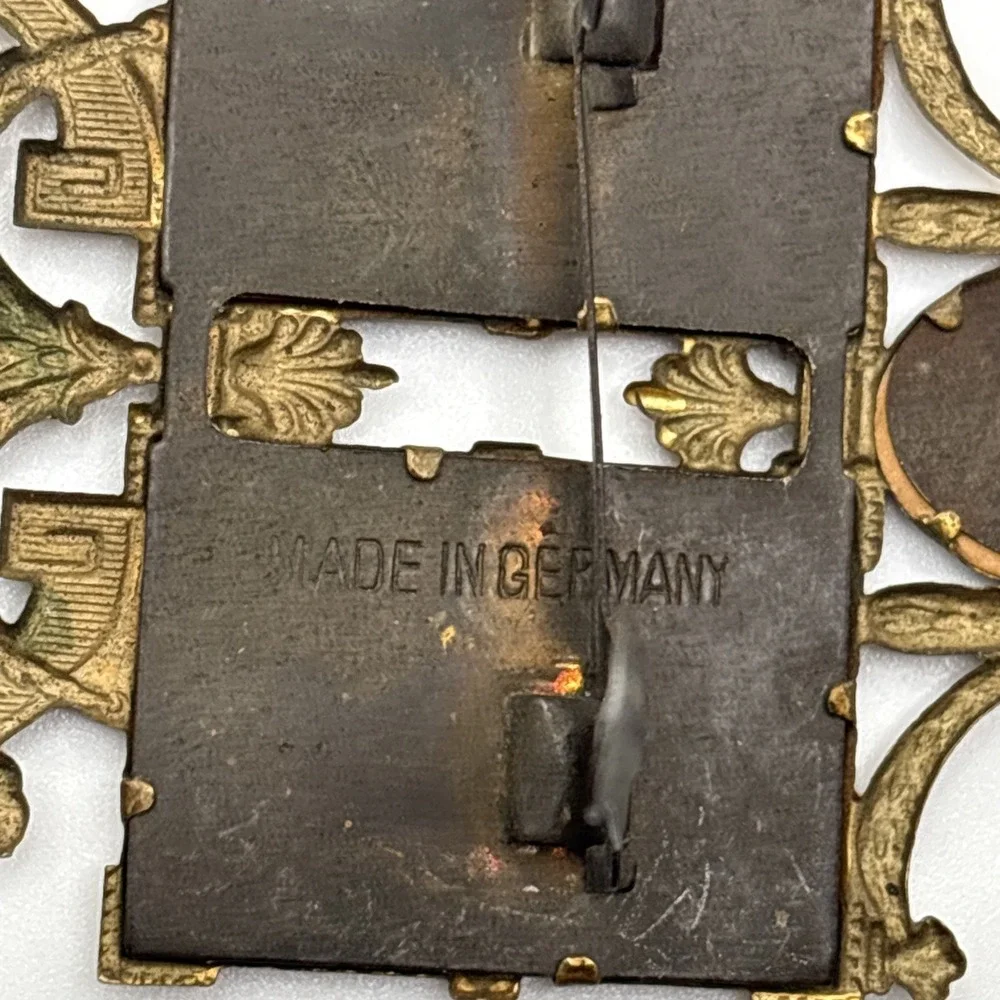 Antique German Gilt Brass Miniature Devotional Alter Frame 2.5